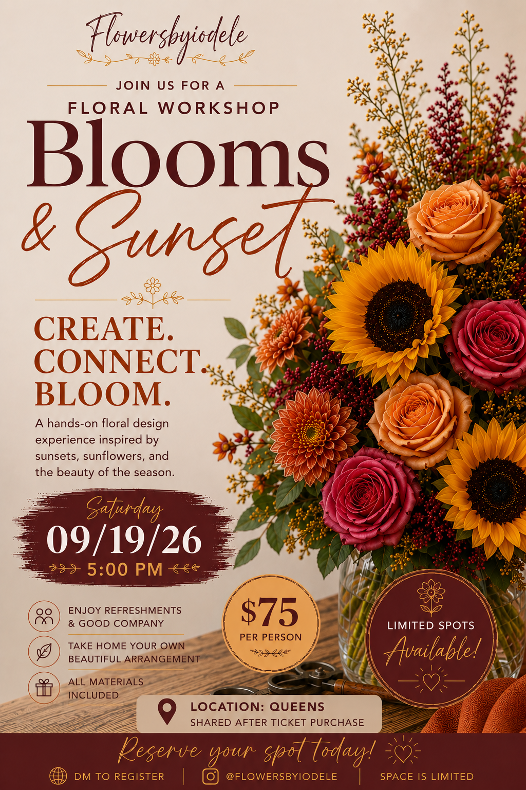 Blooms and Sunset.